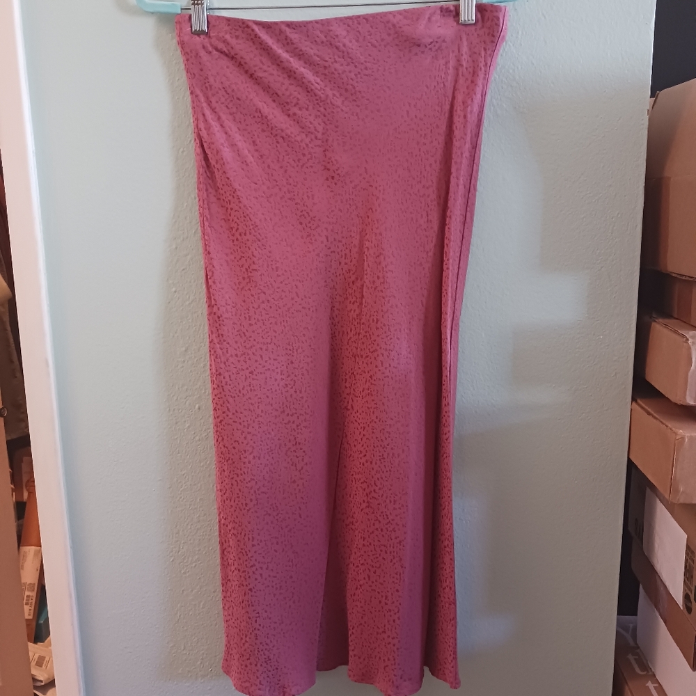 Long Pink Patterned Maxi Skirt | LOFT| SIze M